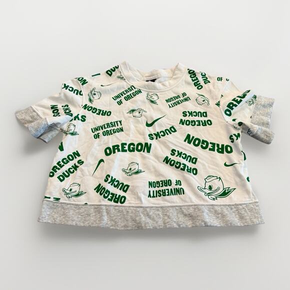 Nike Womens White NCAA University of Oregon Ducks Cropped Pullover Sweatshirt S - Picture 1 of 8
